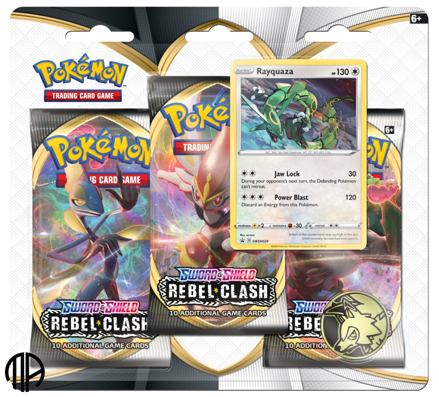 Pokmon TCG 3-Pack Blister - Sword &amp; Shield 02: Rebel Clash (Rayquaza)