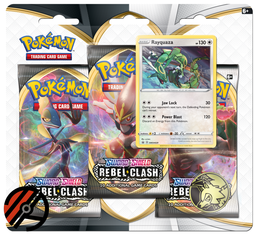 Pokmon TCG 3-Pack Blister - Sword &amp; Shield 02: Rebel Clash (Rayquaza)
