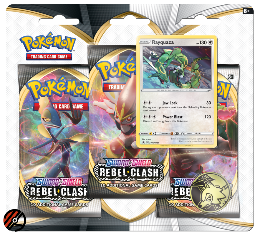 Pokmon TCG 3-Pack Blister - Sword &amp; Shield 02: Rebel Clash (Rayquaza)