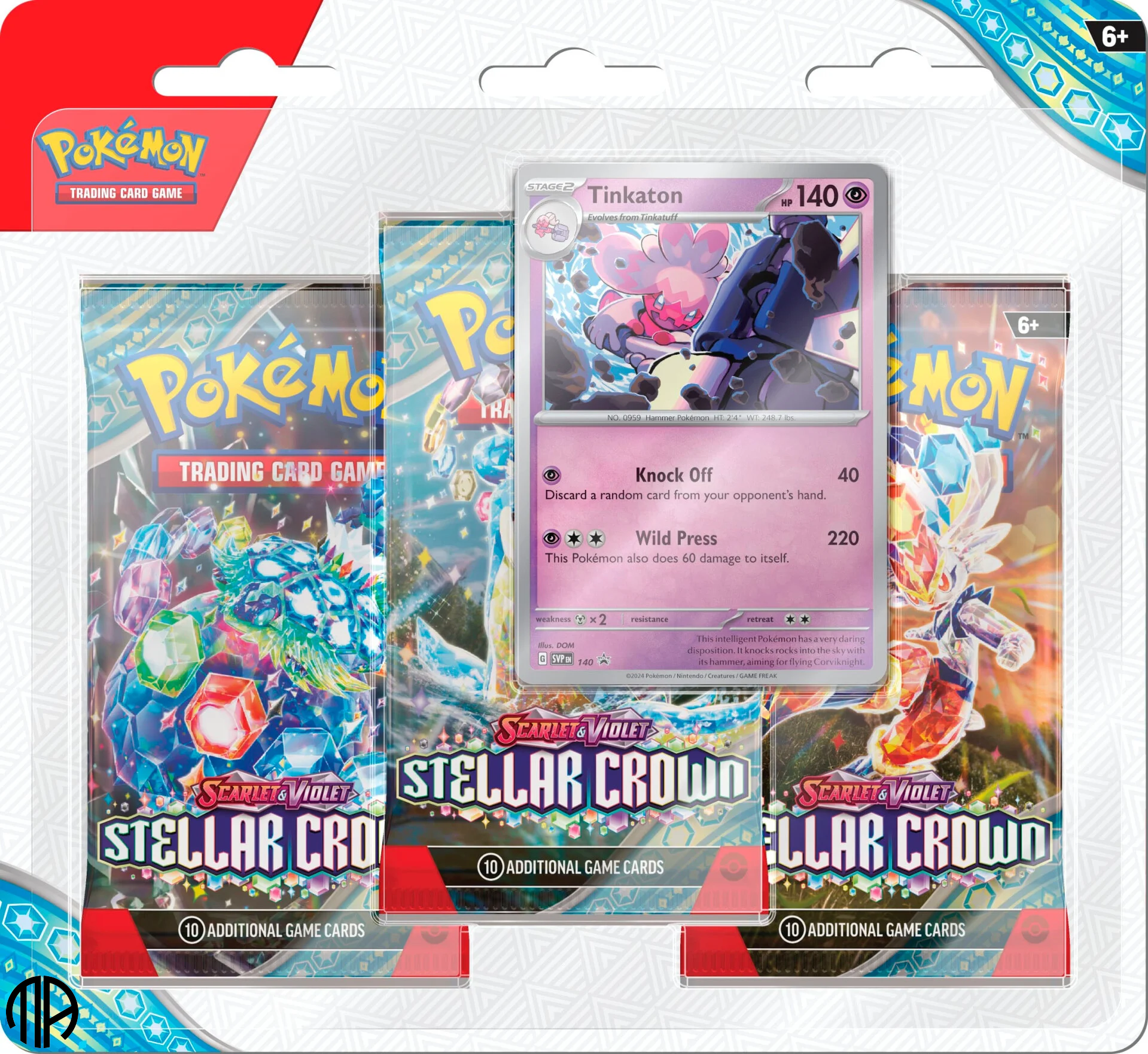 Pokmon TCG 3-Pack Blister - Scarlet &amp; Violet 07: Stellar Crown (3 Pakker + Promokort)