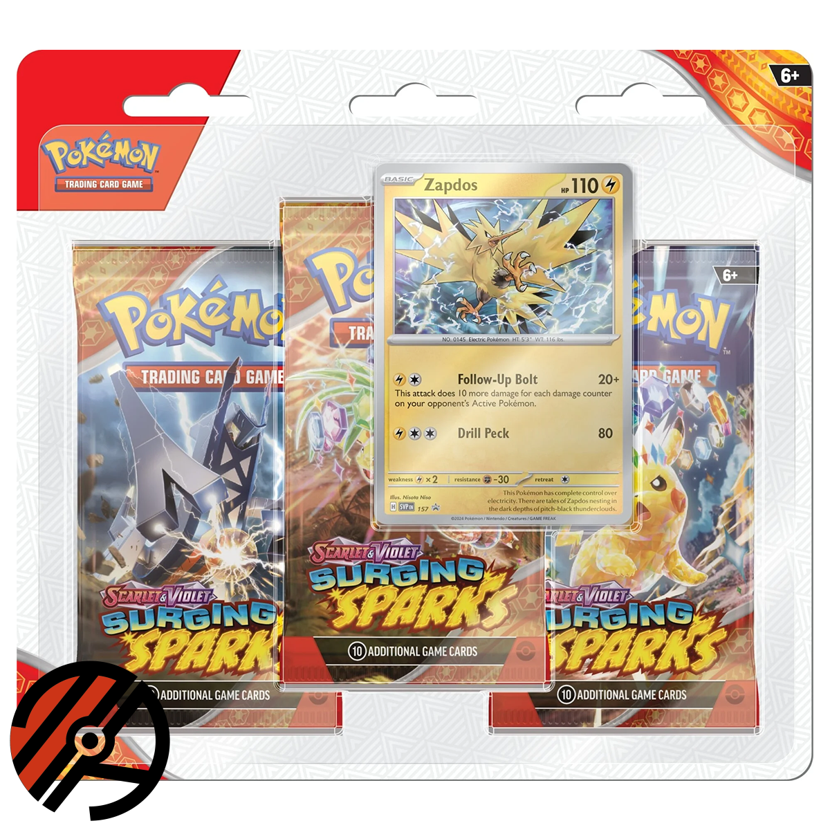 Pokmon TCG, 3-Pack Blister SV08: Surging Sparks, Zapdos