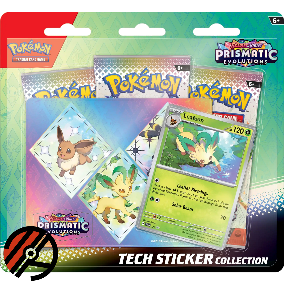 Pokmon TCG, Tech Sticker Collection: Prismatic Evolutions, Leafeon (3 Pakker)