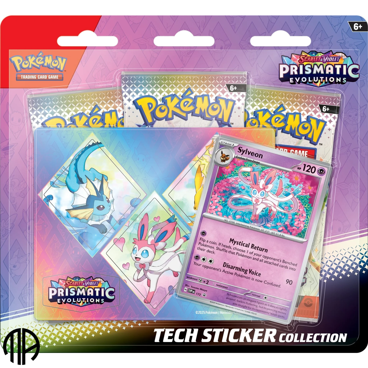 Pokmon TCG, Tech Sticker Collection: Prismatic Evolutions, Sylveon (3 Pakker)